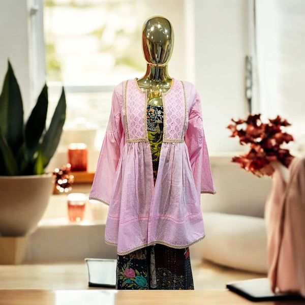 Aglaia Pale Pink Cotton Lace Kimono/Top