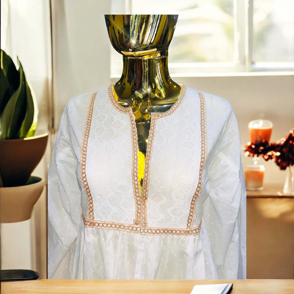 Aglaia White Cotton Lace Kimono/Top