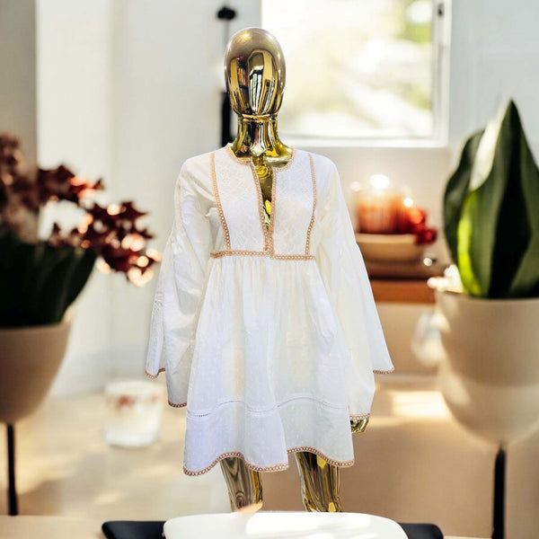 Aglaia White Cotton Lace Kimono/Top