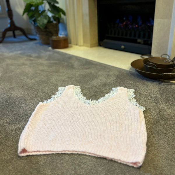Baby Pink Lace Trim Knit Vest