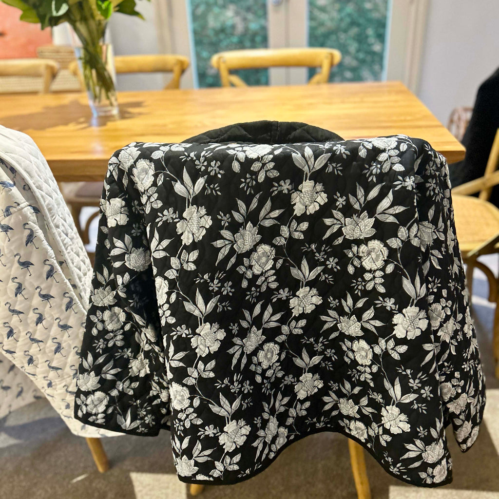 Black Floral Block Print Quilt XL Jacket