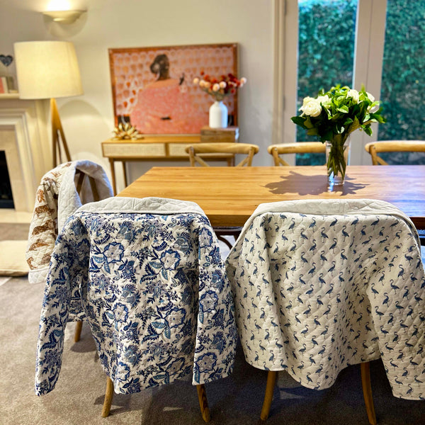 Blue Flamingo Block Print Quilt XL Jacket