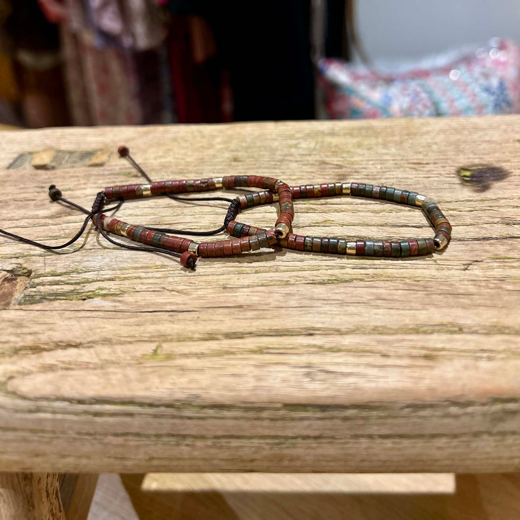 Brown Stone Gold Bead Bracelet