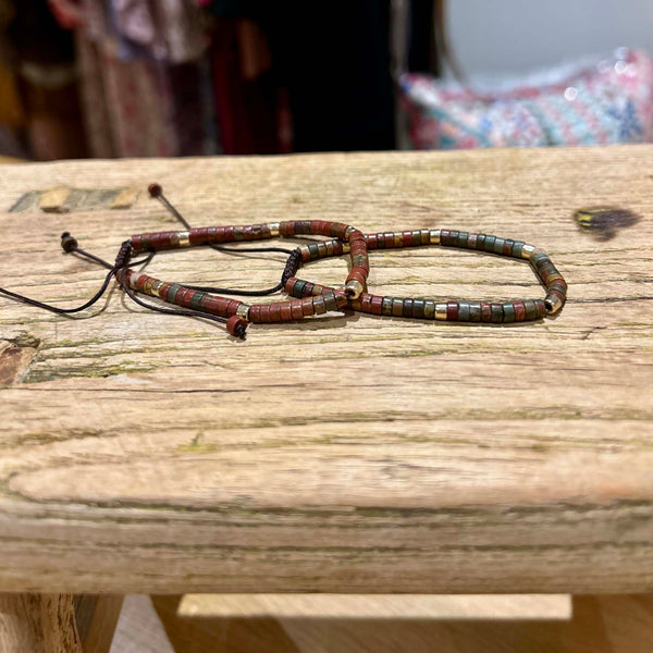 Brown Stone Gold Bead Bracelet