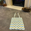 Block Print Floral Yellow/Light Blue Shop Bag