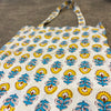 Block Print Floral Yellow/Light Blue Shop Bag