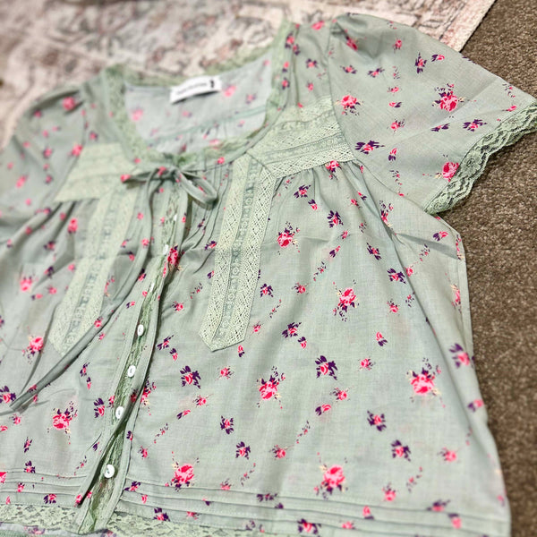 Clara Floral Mint Shirt