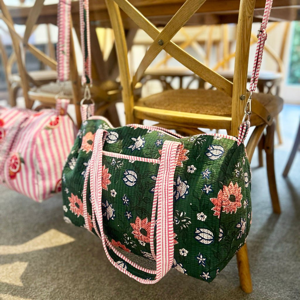 Forest Flower Block Print Duffel