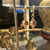 Gold Vintage Magenta Etched Earrings