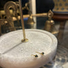 Emerald Tiny Triangle Gold Studs