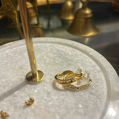 Gypsy Rainbow Etched Gold Earrings
