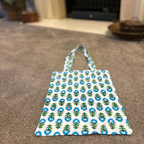 Block Print Hunter Green & Blue Block Print Bag/Tote