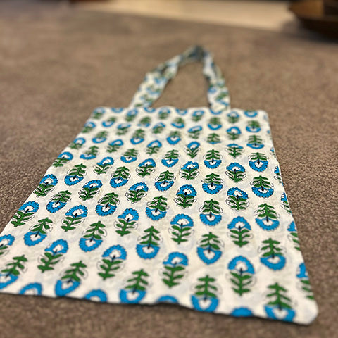 Block Print Hunter Green & Blue Block Print Bag/Tote