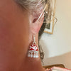 Jhumka Mini Red Earrings Silver