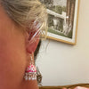 Jhumka Mini Pink Earrings Silver
