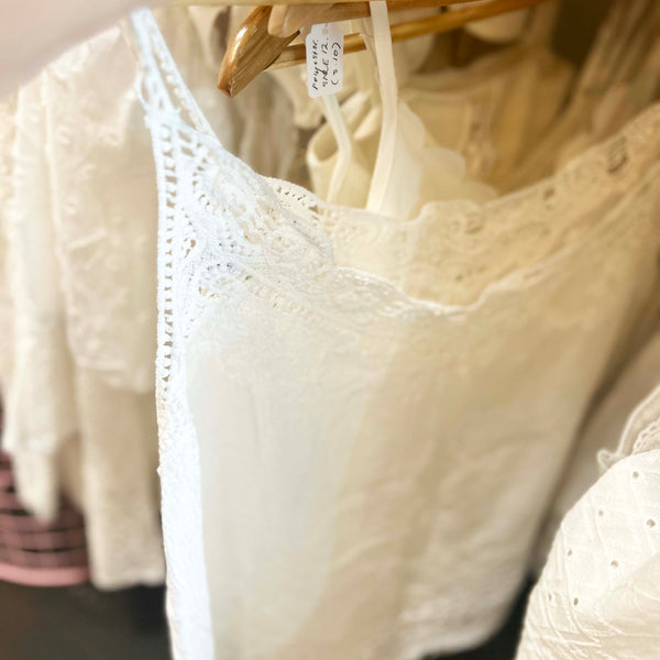 Joni White Strap Embroidered Singlet