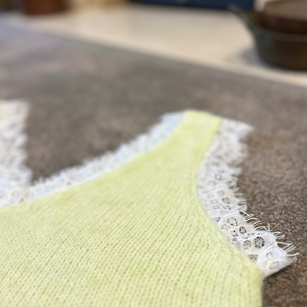 Lemon Lime Lace Trim Knit Vest