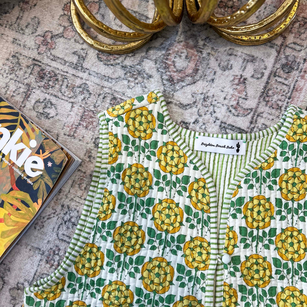 Lori Lemon Pear Floral Quilt Vest