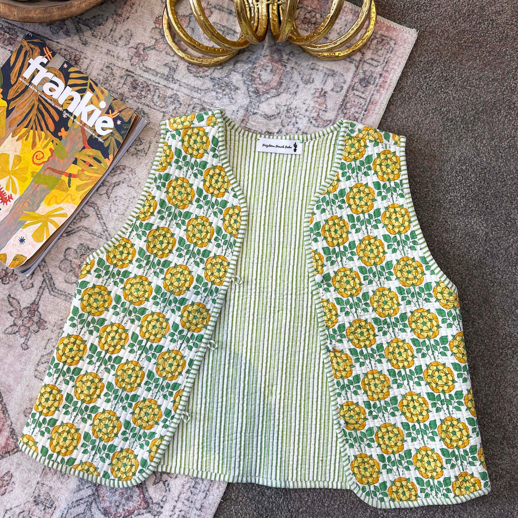 Lori Lemon Pear Floral Quilt Vest