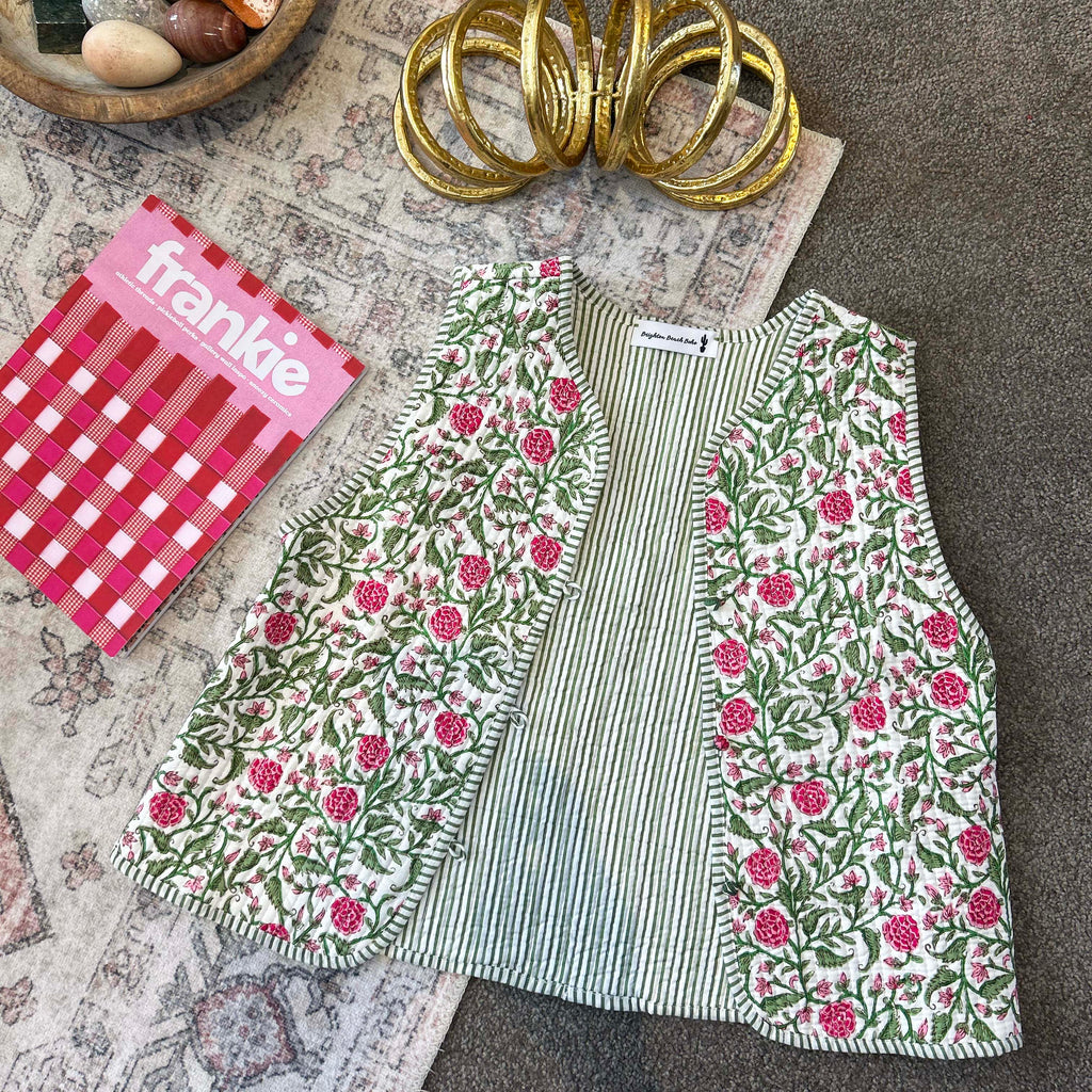 Mistee Raspberry Floral Quilt Vest
