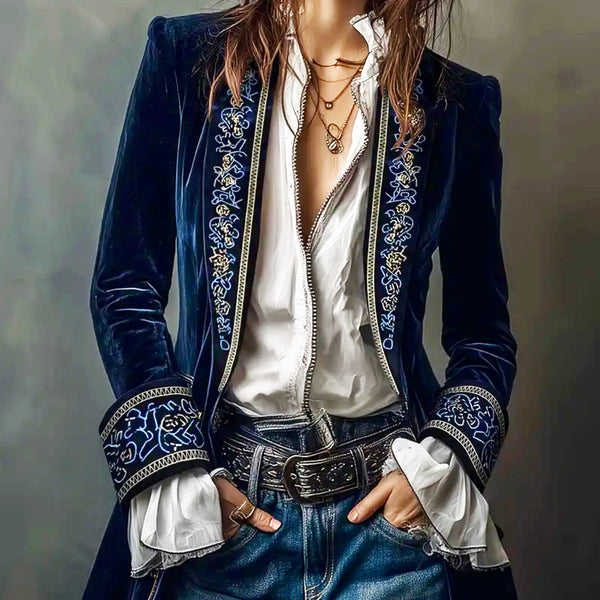 Navy Velvet Pirate Blazer