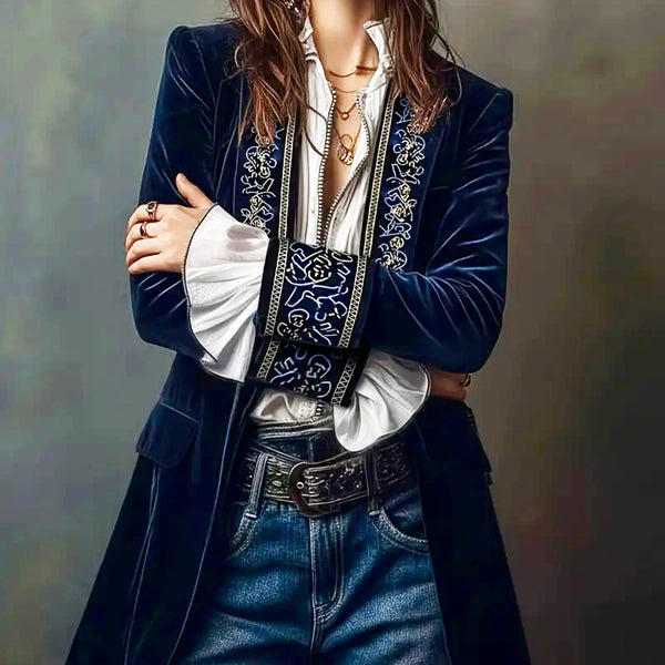 Navy Velvet Pirate Blazer