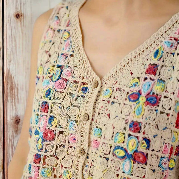 Millie Rainbow Crochet Crop Vest