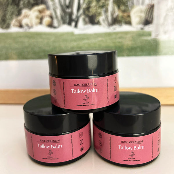 Rose Geranium Tallow Balm 30g Amber Jar