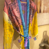 Sanvi Silk Kimono Yellow Pink Aqua