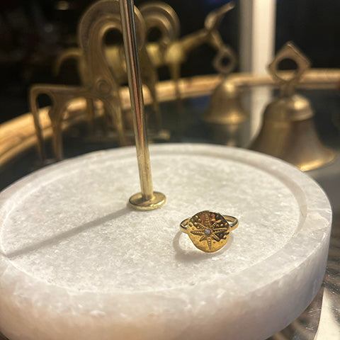Star Diamond Adjustable Etched Ring