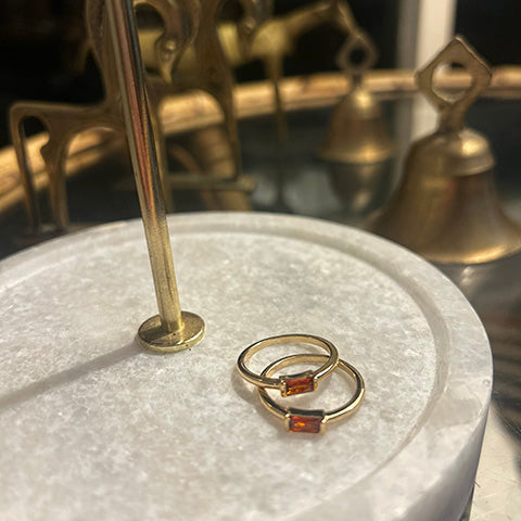 Thin Gold Rectangular Ruby Stone Ring