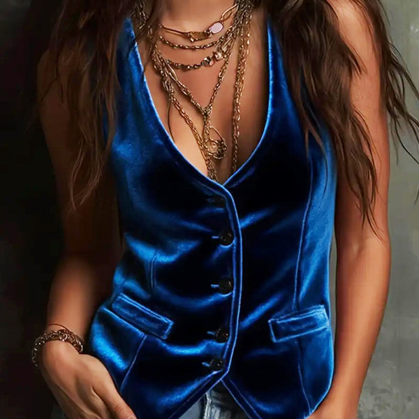 Navy Velvet Vest