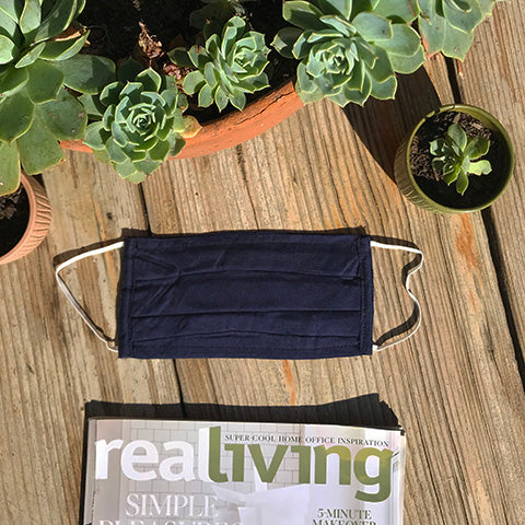 Navy Cotton Face Mask - Small Adult/Teen