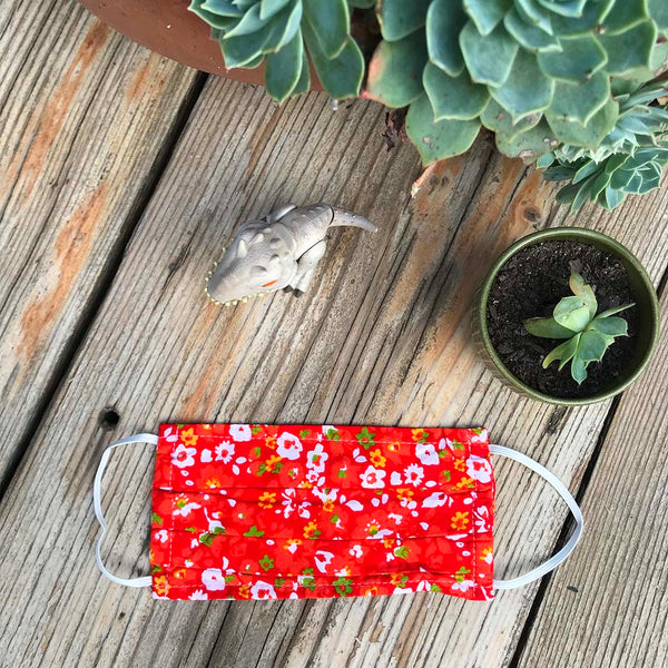 Orange Cotton Face Mask - Kids