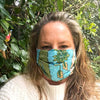 Turquoise Green Block Print Face Mask - Adult