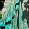 Turquoise + Teal Ruffle Midi Skirt