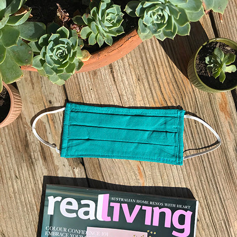 Turquoise Cotton Face Mask - Small Adult/Teen